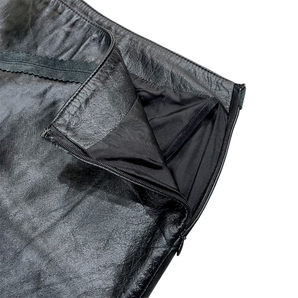 JEAN PAUL GAULTIER BLACK FLARED LEATHER SKIRT