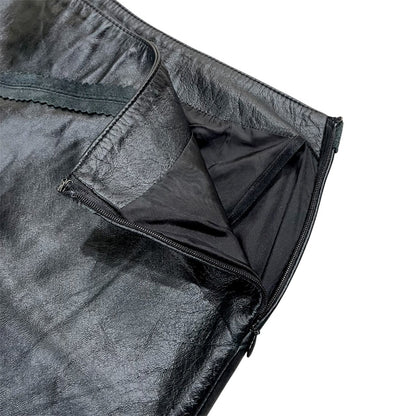JEAN PAUL GAULTIER BLACK FLARED LEATHER SKIRT