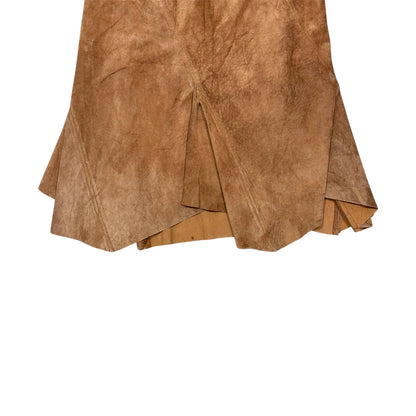 VIVIENNE WESTWOOD ASYMMETRICAL BROWN SUEDE LEATHER SKIRT