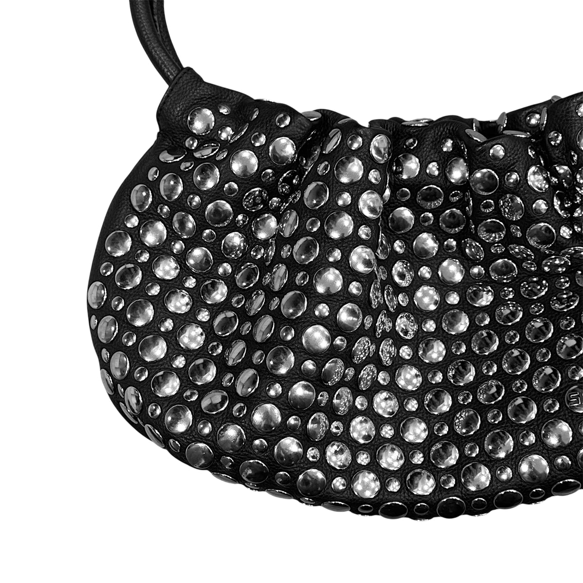 SONIA RYKIEL BLACK LEATHER DOMINO STUDDED BAG