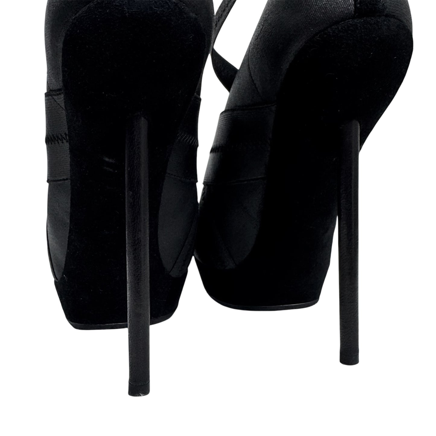 YVES SAINT LAURENT BLACK ELASTIC BANDAGE HEELS