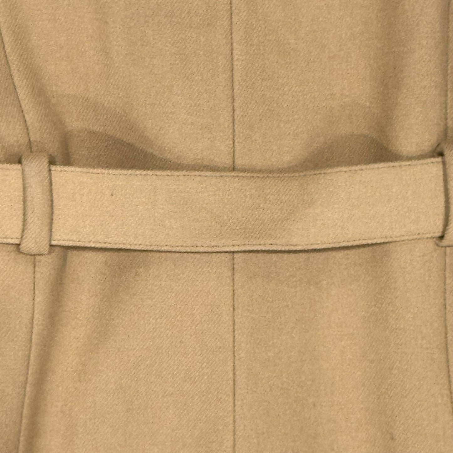 PRADA TAN WOOL BUCKLED COAT
