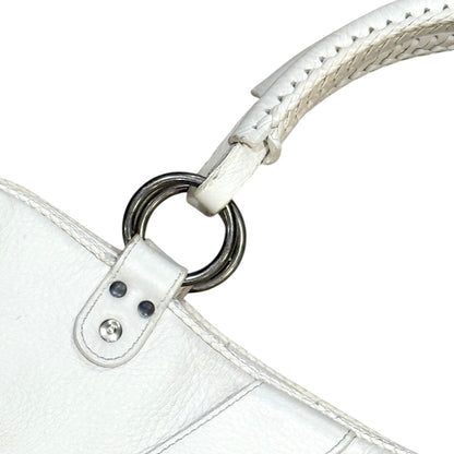 CHRISTIAN DIOR WHITE GAUCHO DOUBLE SADDLE BAG