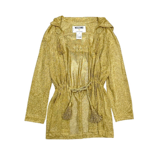 MOSCHINO GOLD KNITTED HOODED CARDIGAN