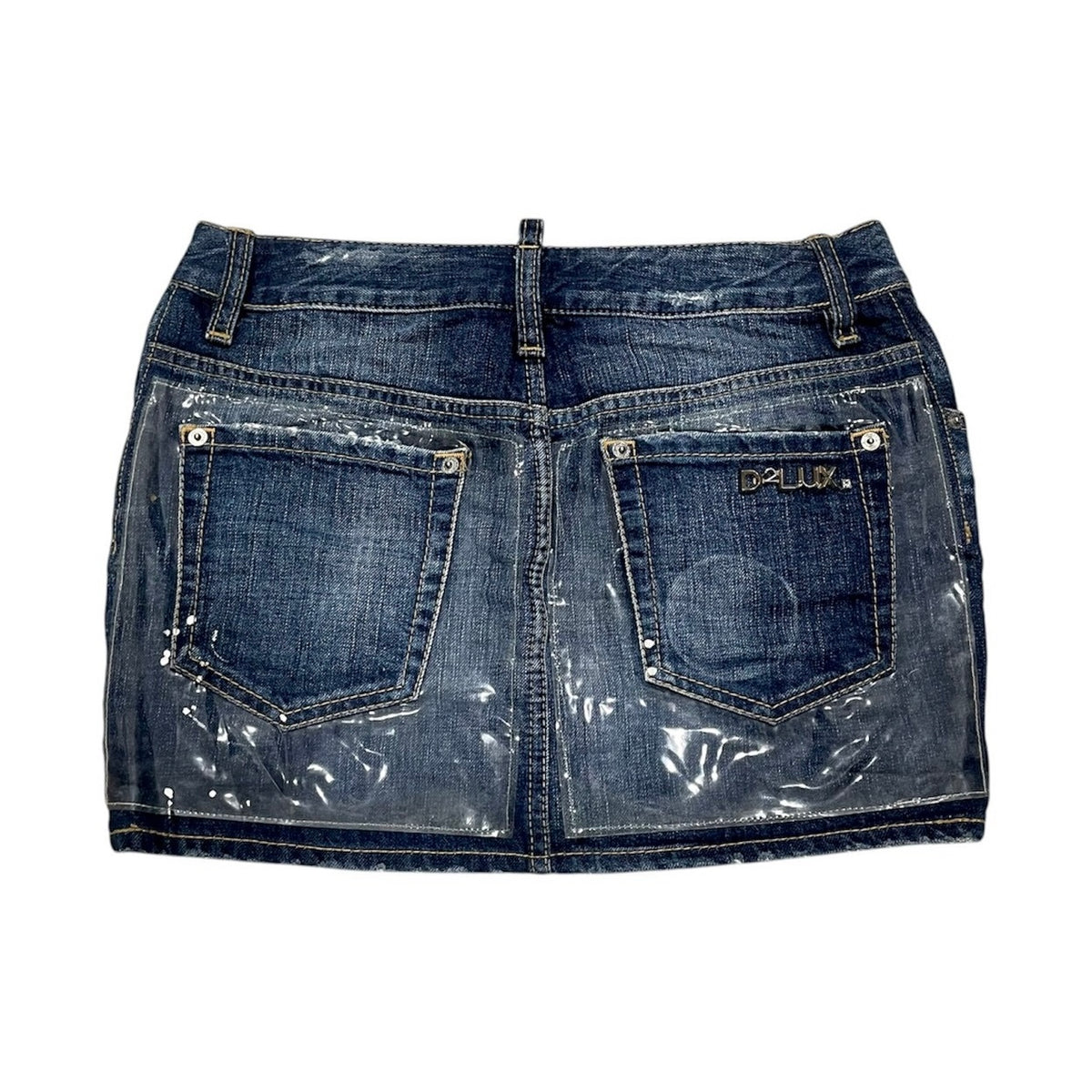 DSQUARED2 CLEAR VINYL DENIM MINI SKIRT