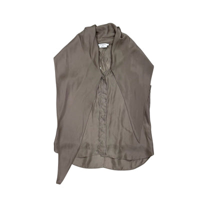 GIVENCHY TAUPE DRAPE SILK SCARF TOP