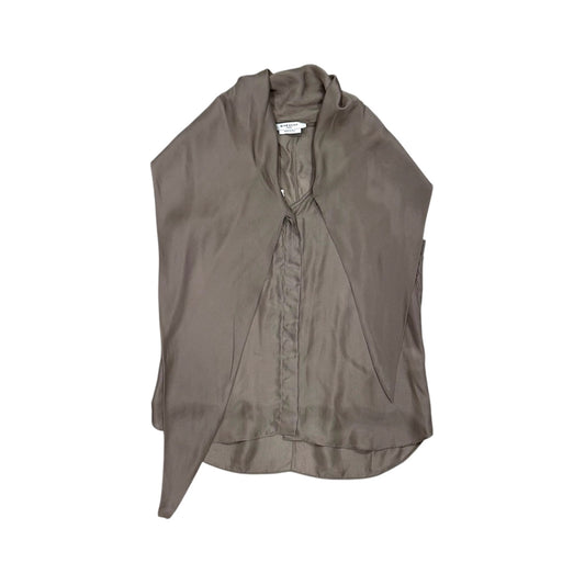 GIVENCHY TAUPE DRAPE SILK SCARF TOP