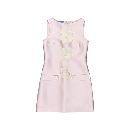 PRADA PINK SILK FLOWER MOTIF DRESS
