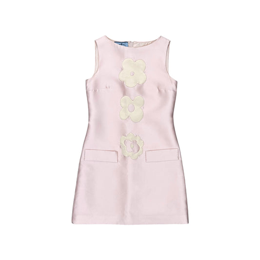 PRADA PINK SILK FLOWER MOTIF DRESS