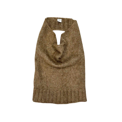 JEAN PAUL GAULTIER BROWN KNITTED DRAPE TOP