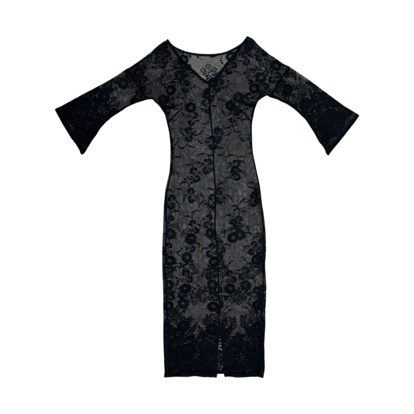 DOLCE & GABBANA SHEER FLORAL LACE OVERLAY DRESS