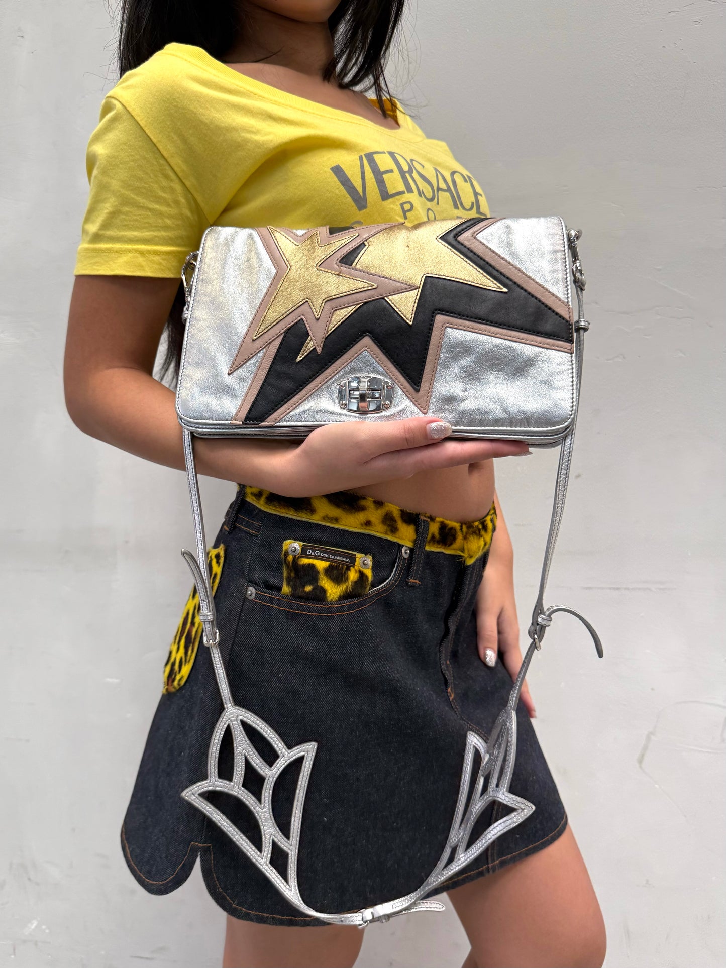 MIU MIU TRICOLOUR STAR MOTIF SHOULDER BAG