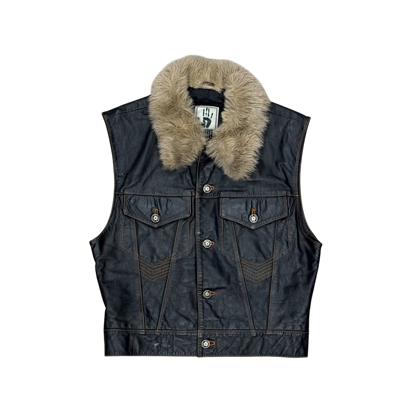 GAULTIER JEAN’S DARK BROWN LEATHER FUR VEST