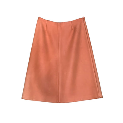 MIU MIU ORANGE LEATHER MID-SKIRT