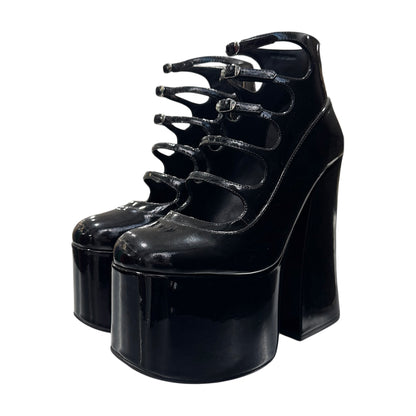 MARC JACOB BLACK KIKI PATENT LEATHER ANKLE BOOTS