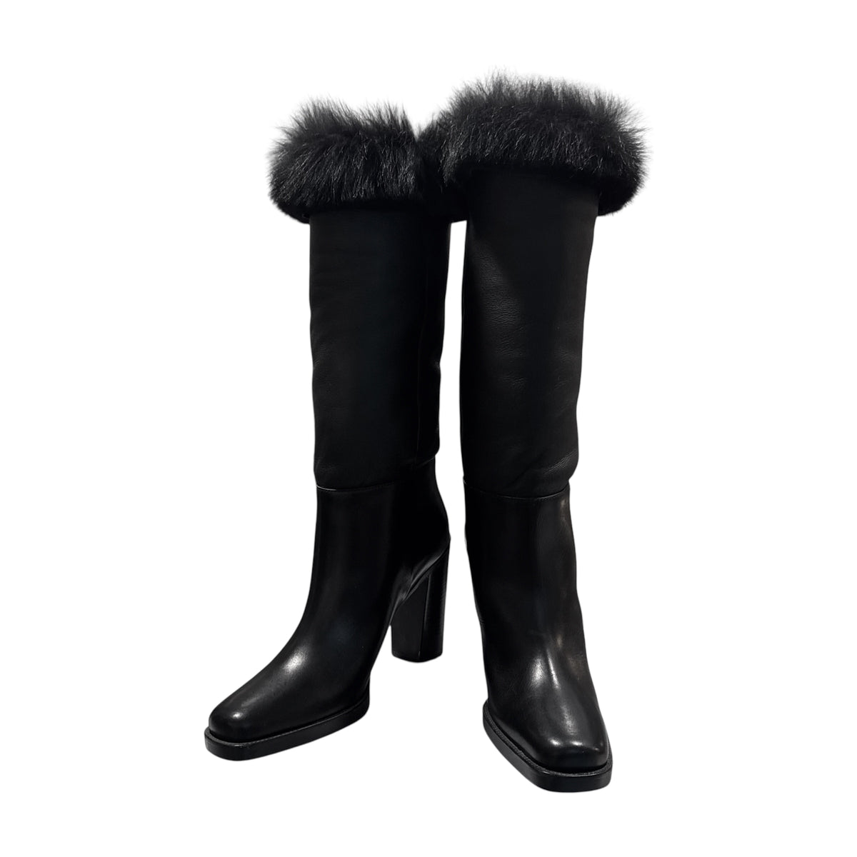 PRADA BLACK FUR HIGH BOOTS