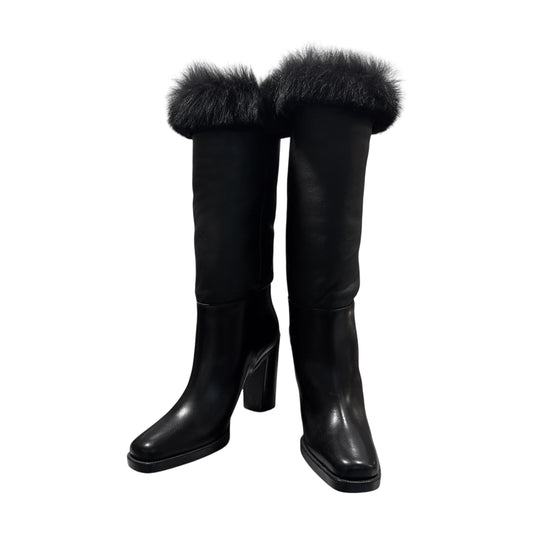 PRADA BLACK FUR HIGH BOOTS