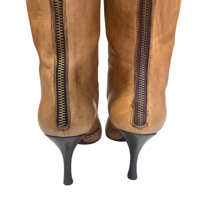 PRADA TAN STITCHING WORK BOOTS