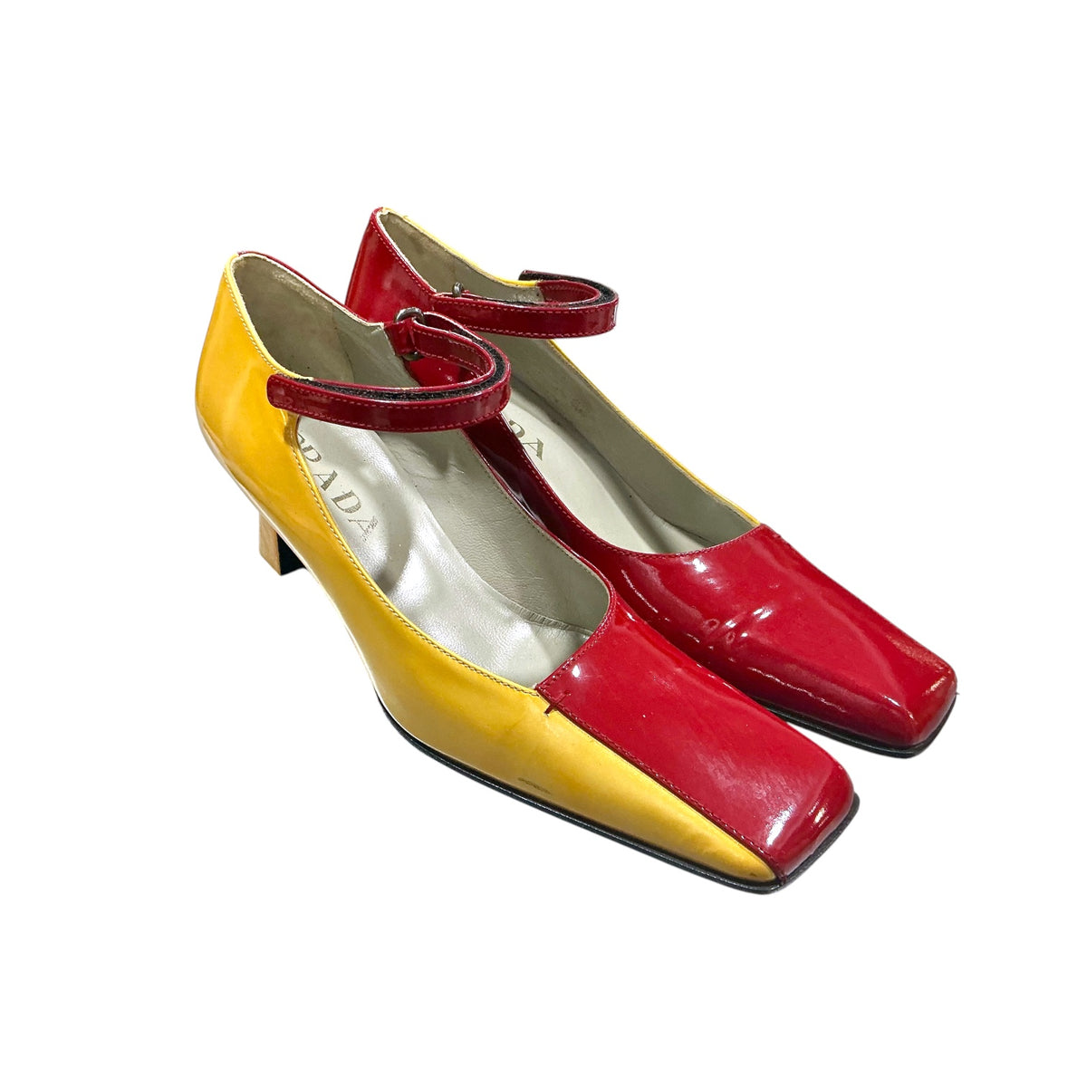 PRADA FW1998 TWO TONE YELLOW MARY JANE PUMPS
