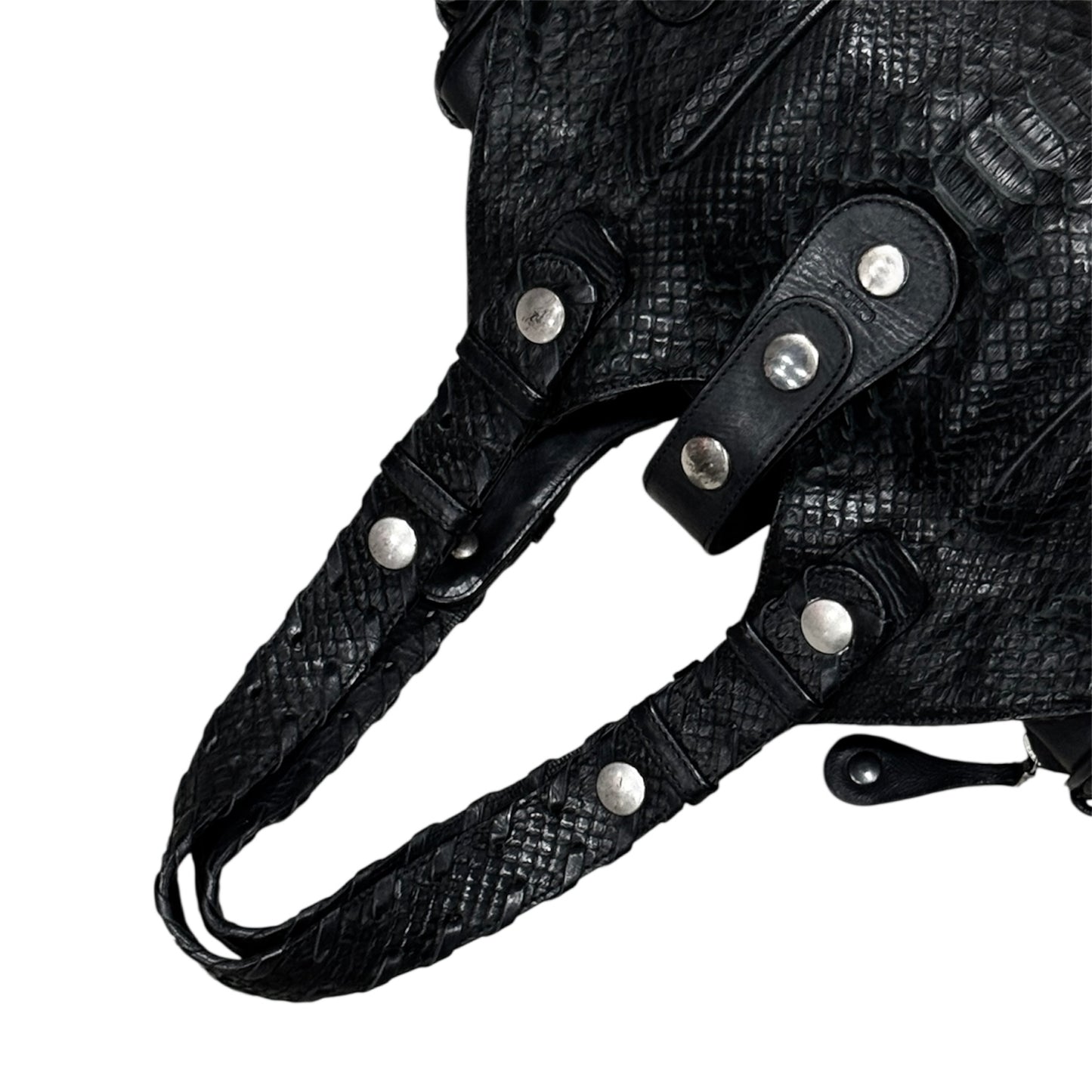 CHLOÈ BLACK PYTHON SILVERADO SATCHEL BAG