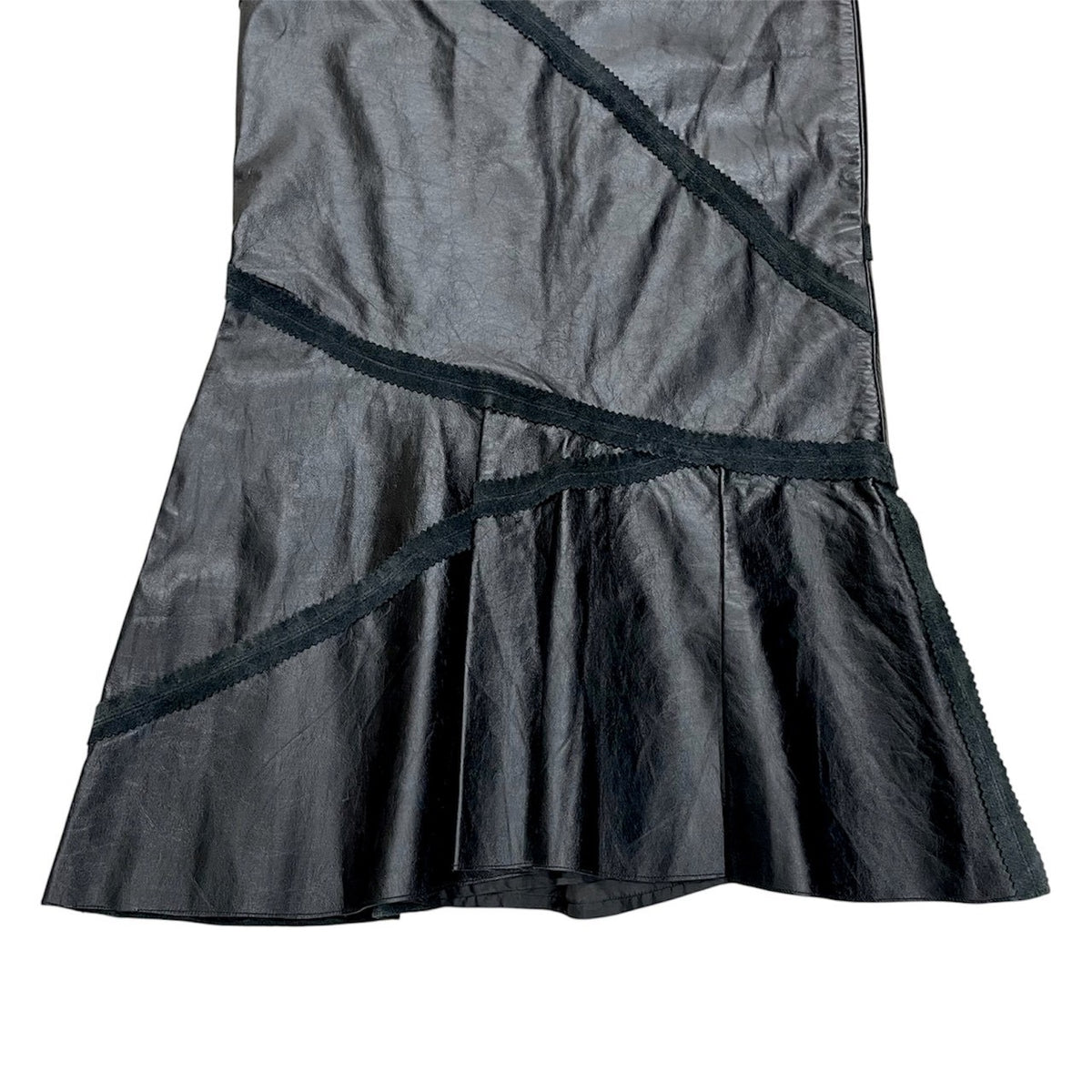 JEAN PAUL GAULTIER BLACK FLARED LEATHER SKIRT