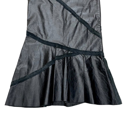 JEAN PAUL GAULTIER BLACK FLARED LEATHER SKIRT