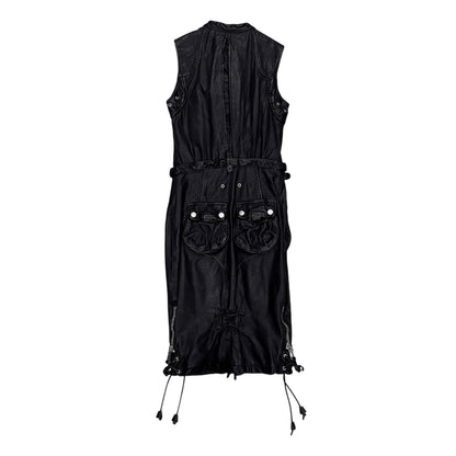 DSQUARED2 BLACK UTILITY LEATHER DRESS