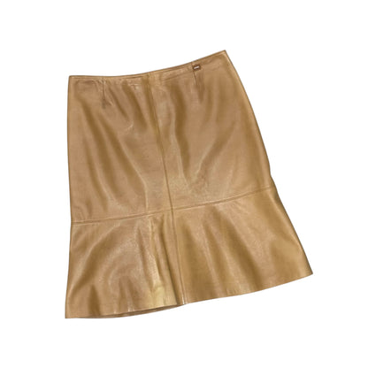 CHANEL FLARED TAN LEATHER SKIRT