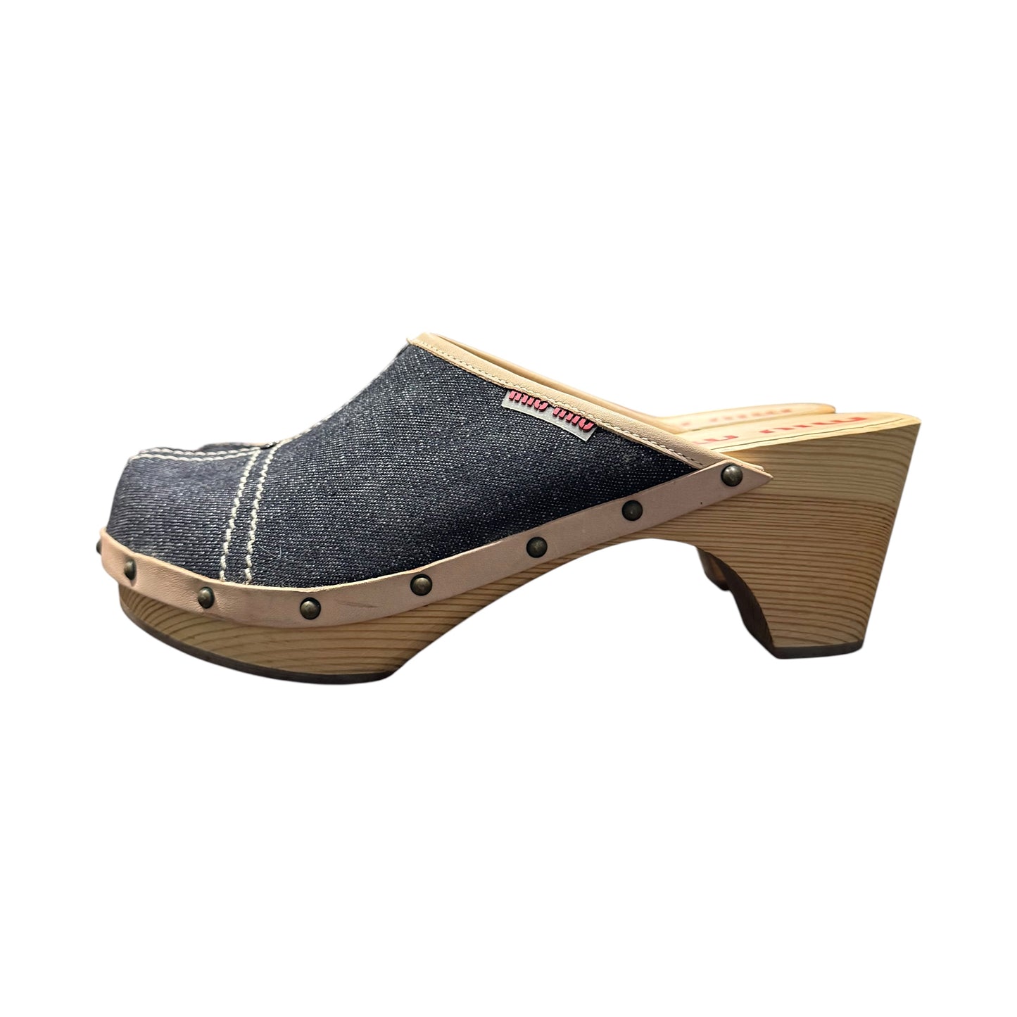 MIU MIU WOODEN DENIM CLOG