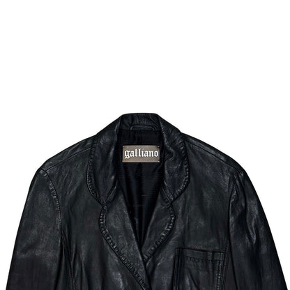 GALLIANO BLACK LEATHER BLAZER