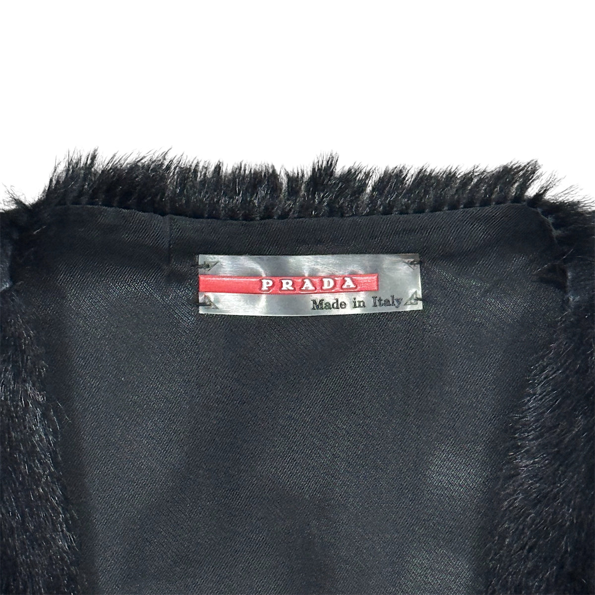 PRADA SPORT 2009 BLACK GOAT FUR LONG  GILET COAT