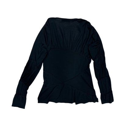 YVES SAINT LAURENT RIVE GAUCHE BLACK ASYMMETRICAL STITCH TOP