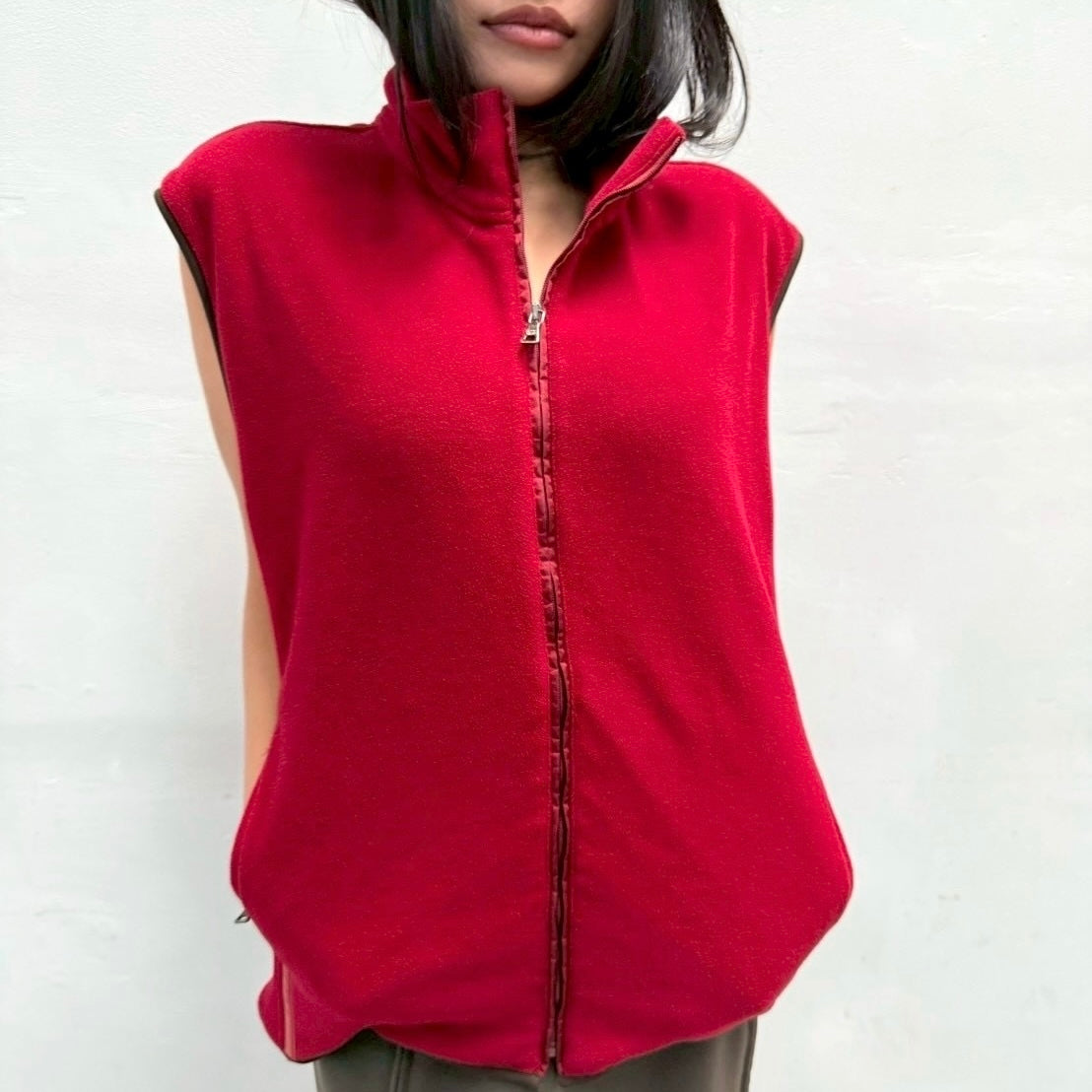 PRADA SPORT 00S RED POLAR FLEECE VEST