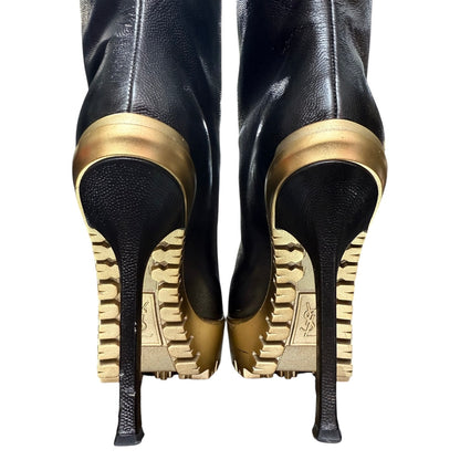 YVES SAINT LAURENT BLACK LEATHER BOOTS