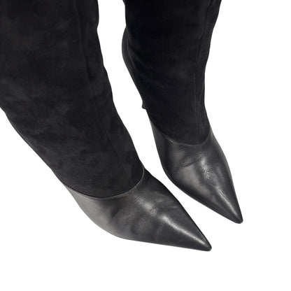 JIMMY CHOO BLACK SUEDE LEATHER KNEE-HIGH BOOTS