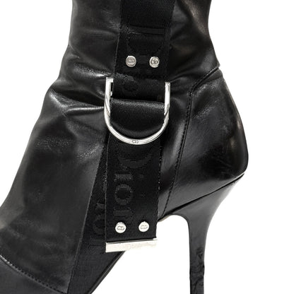 CHRISTIAN DIOR BY JOHN GALLIANO BLACK WOVEN LEATHER BOOTS