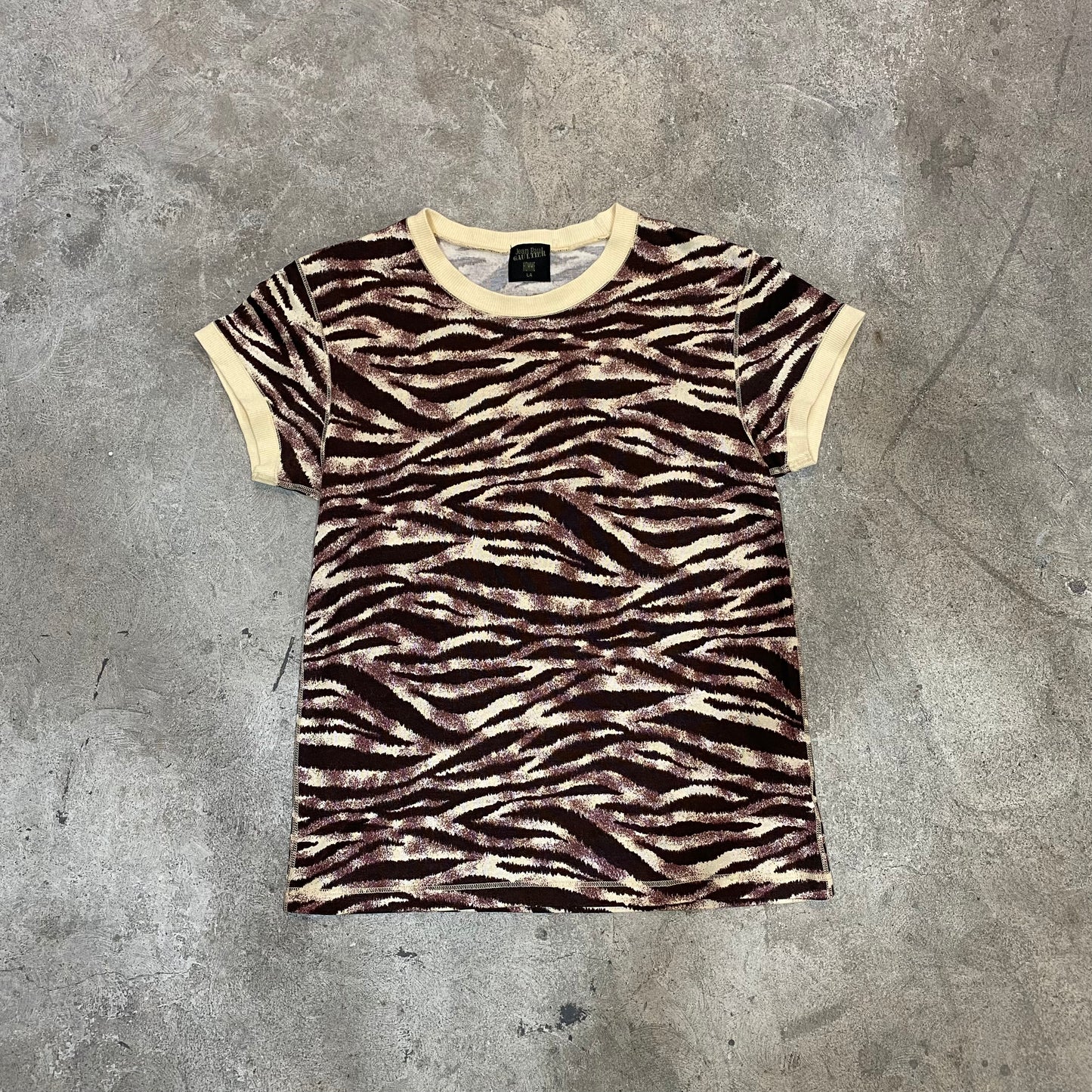 90s JEAN PAUL GAULTIER TIGER PRINT BABY TEE