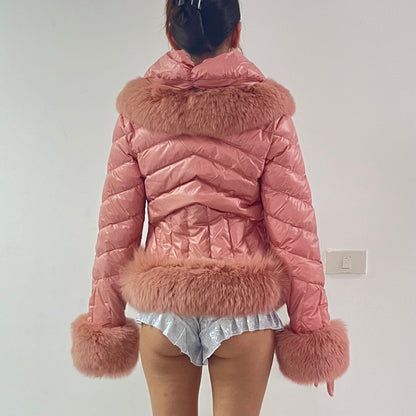 john galliano Pink fur coat